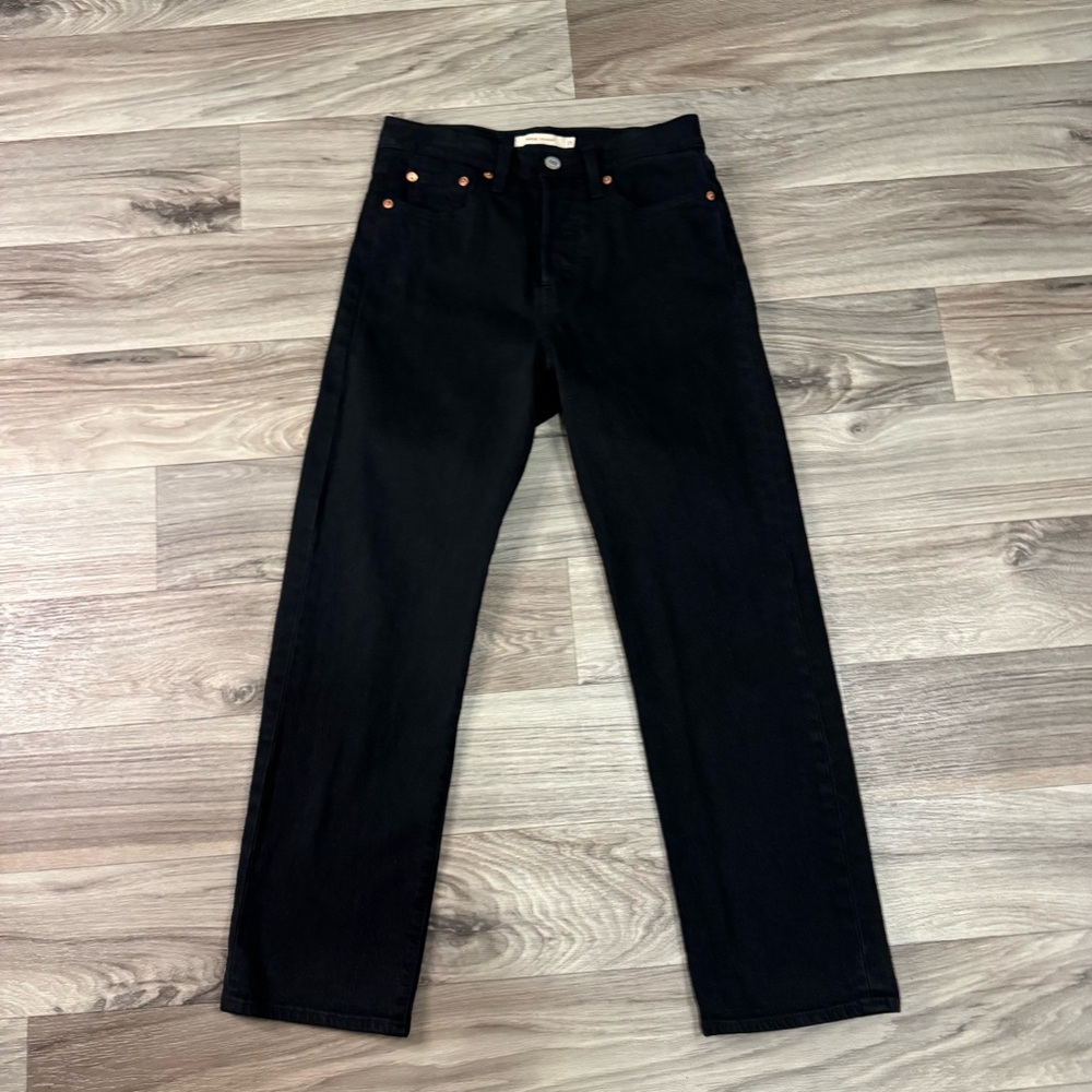 Levi's Wedgie Straight Black Button Fly Jeans Size 25
